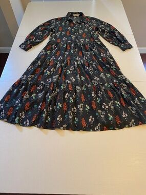 Natural Life Dark Floral Casual Tiered Peasant Dress Size Small